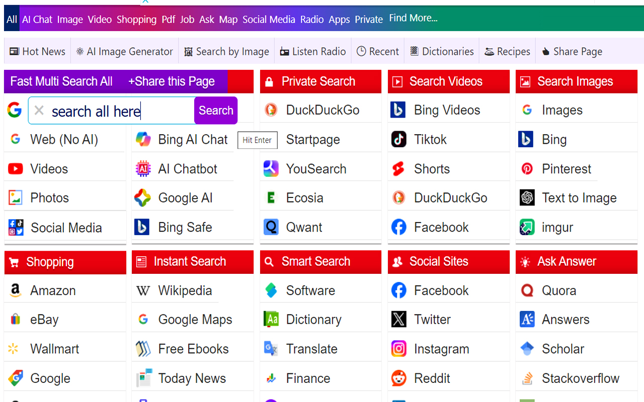 AI Search Engine Chat Web Social Video Image - 截图 3
