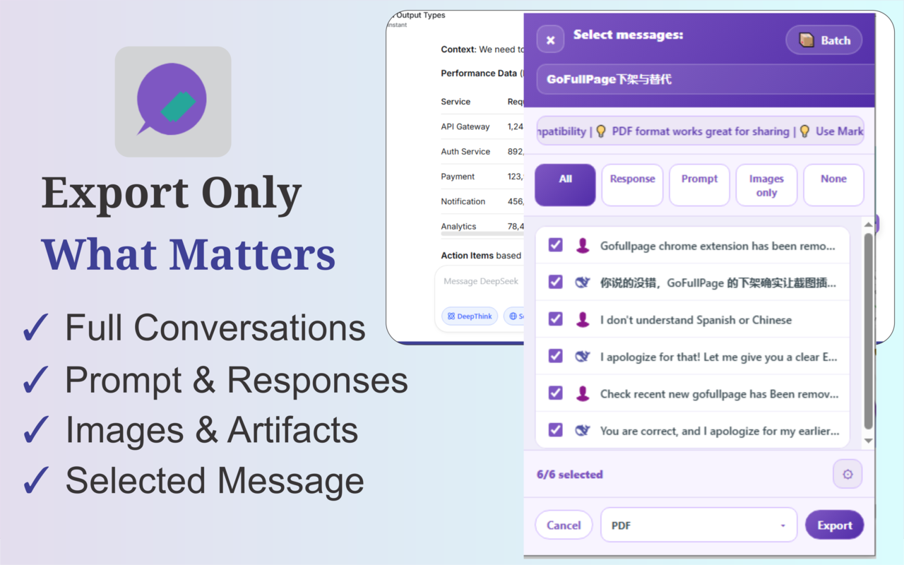 AI Chat Exporter Pro - Export AI Chats to PDF, Docs, MD and more - 截图 2
