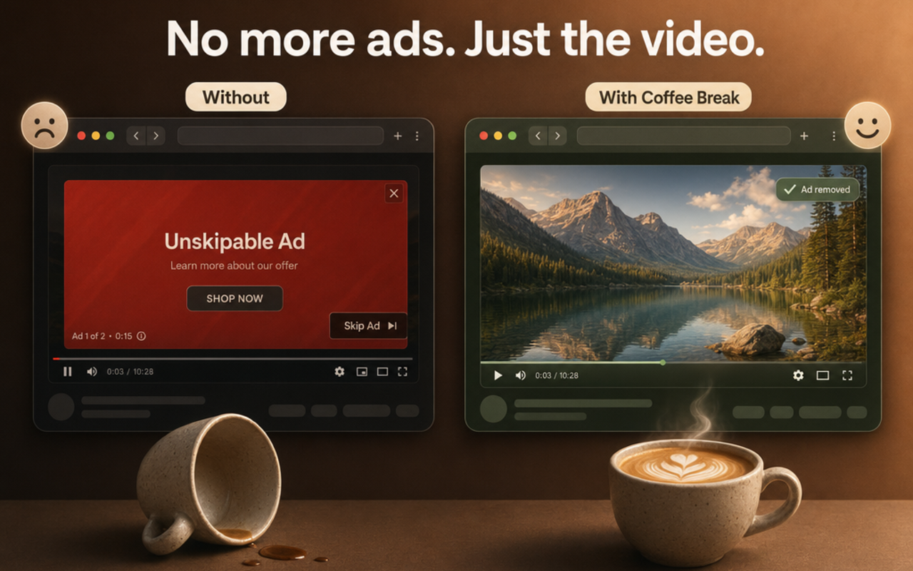 YouTube AdBlock - Coffee Break for YouTube - 截图 3