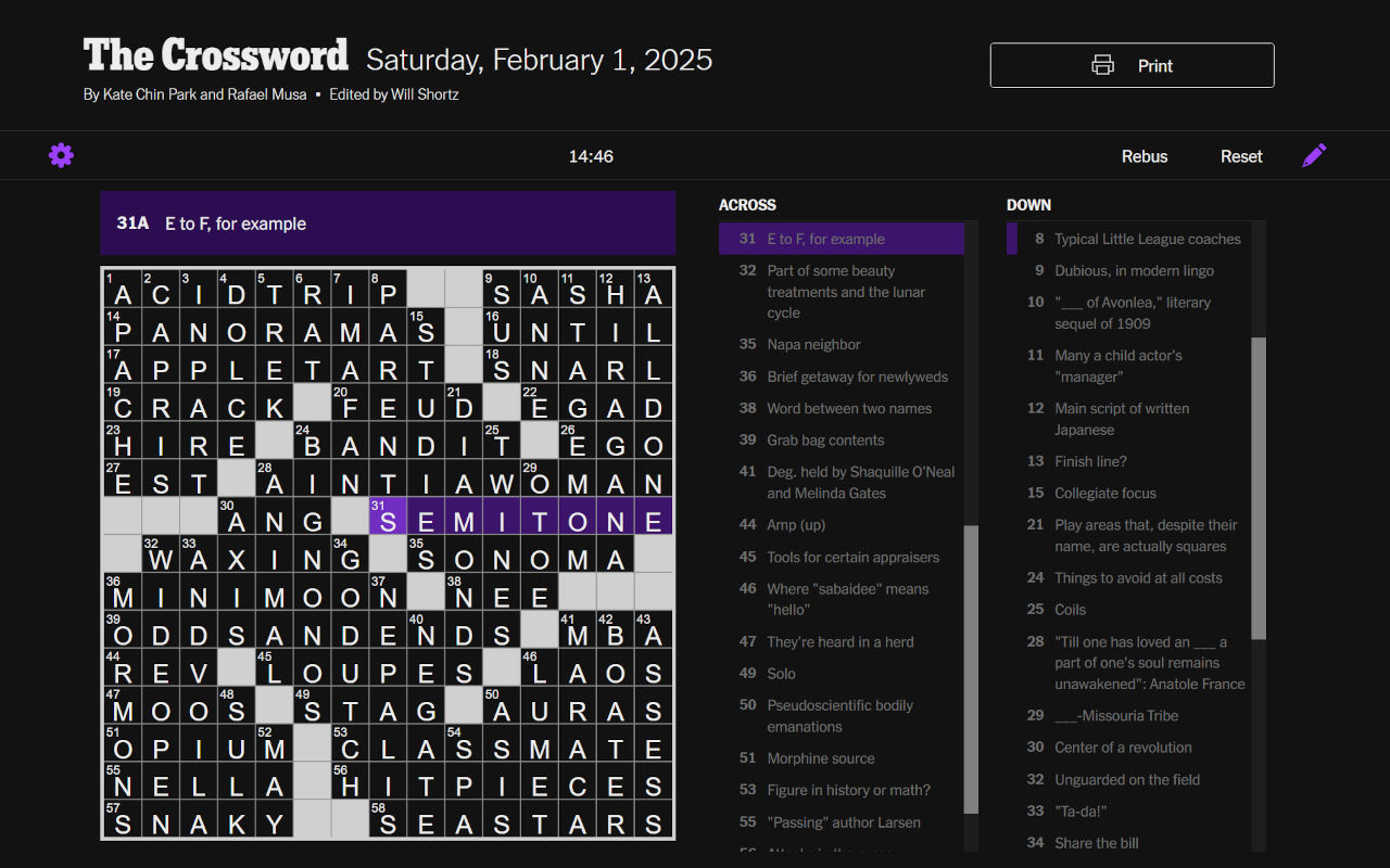 NYT Crossword Dark Mode - 截图 1
