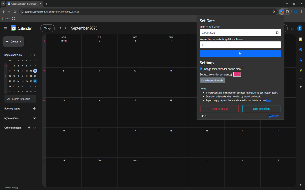 Custom Week Number - Google Calendar - 截图 2