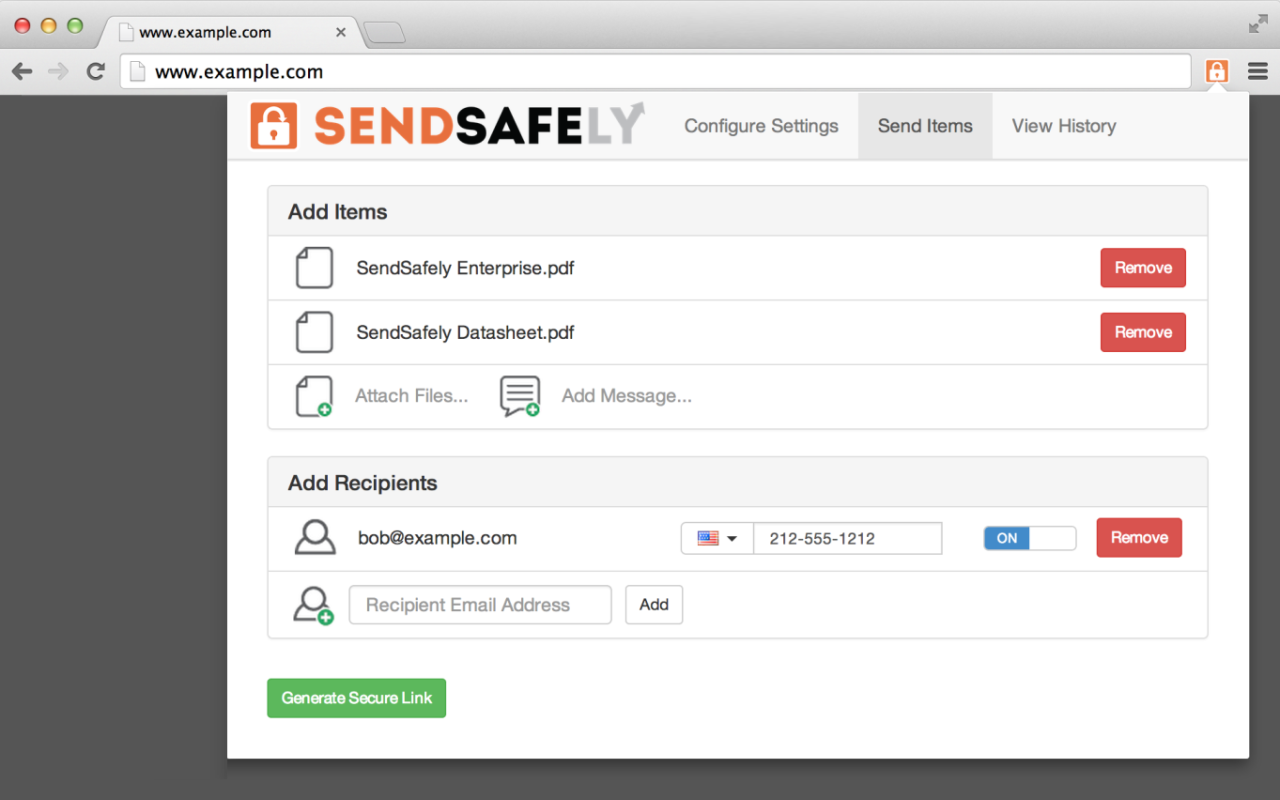 Chrome 和 Gmail 版 SendSafely 加密 - 截图 2