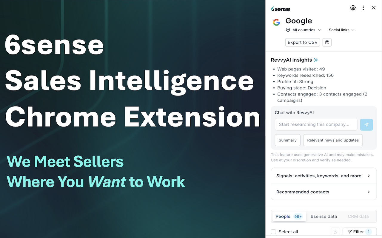6sense Sales Intelligence Chrome Extension - 截图 1