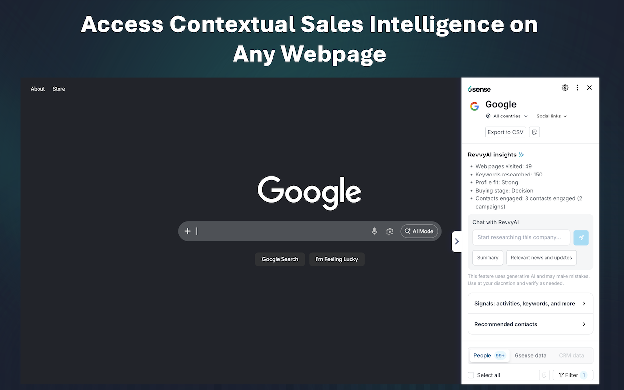 6sense Sales Intelligence Chrome Extension - 截图 2