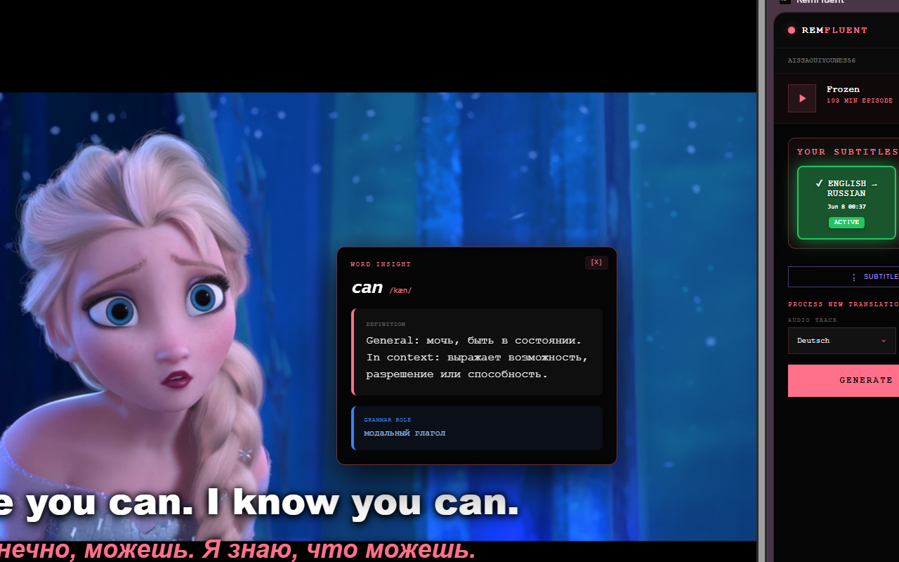 RemFluent: Netflix & Disney+ Language Learning - 截图 2