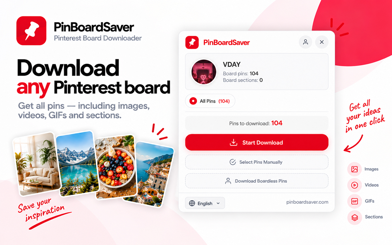 PinBoardSaver - Pinterest画板下载器 - 截图 1