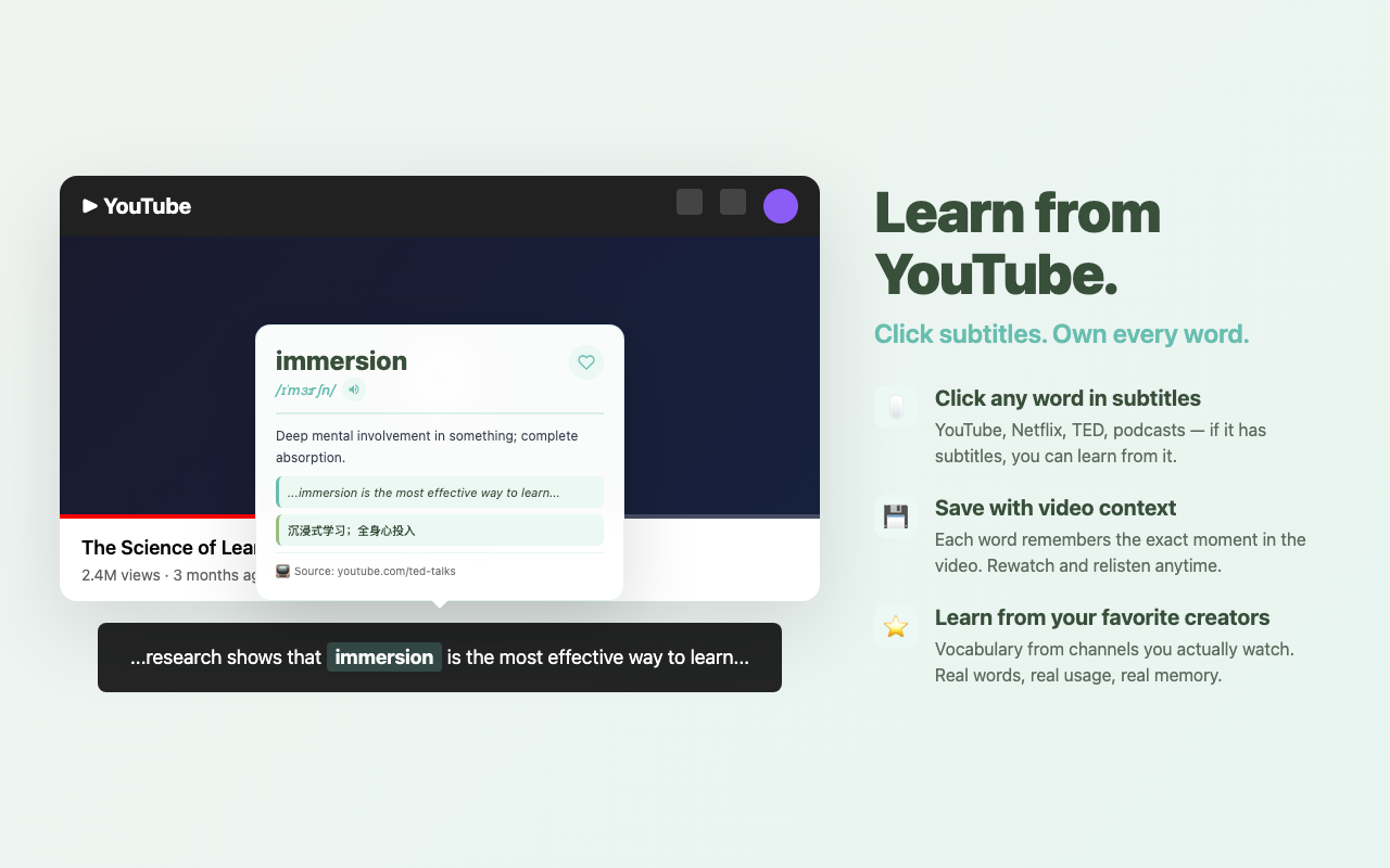 Lockcard - Vocabulary Builder from YouTube, Articles & AI - 截图 2