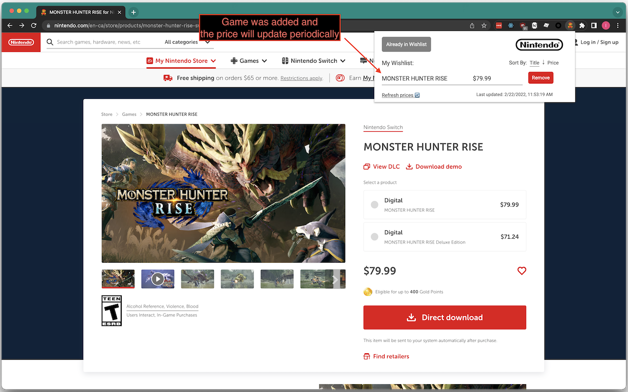 Nintendo Store Wishlist - 截图 2