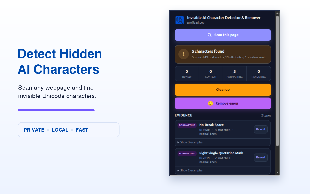 Invisible AI Character Detector & Remover - 截图 1