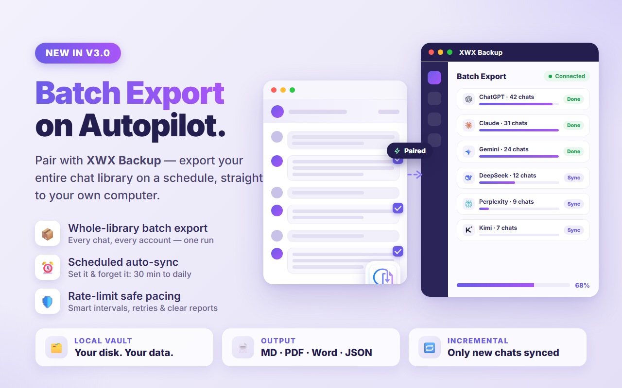 ChatGPT 导出聊天记录 & 备份 - Claude, Gemini 导出 PDF/MD/Notion | XWX - 截图 2