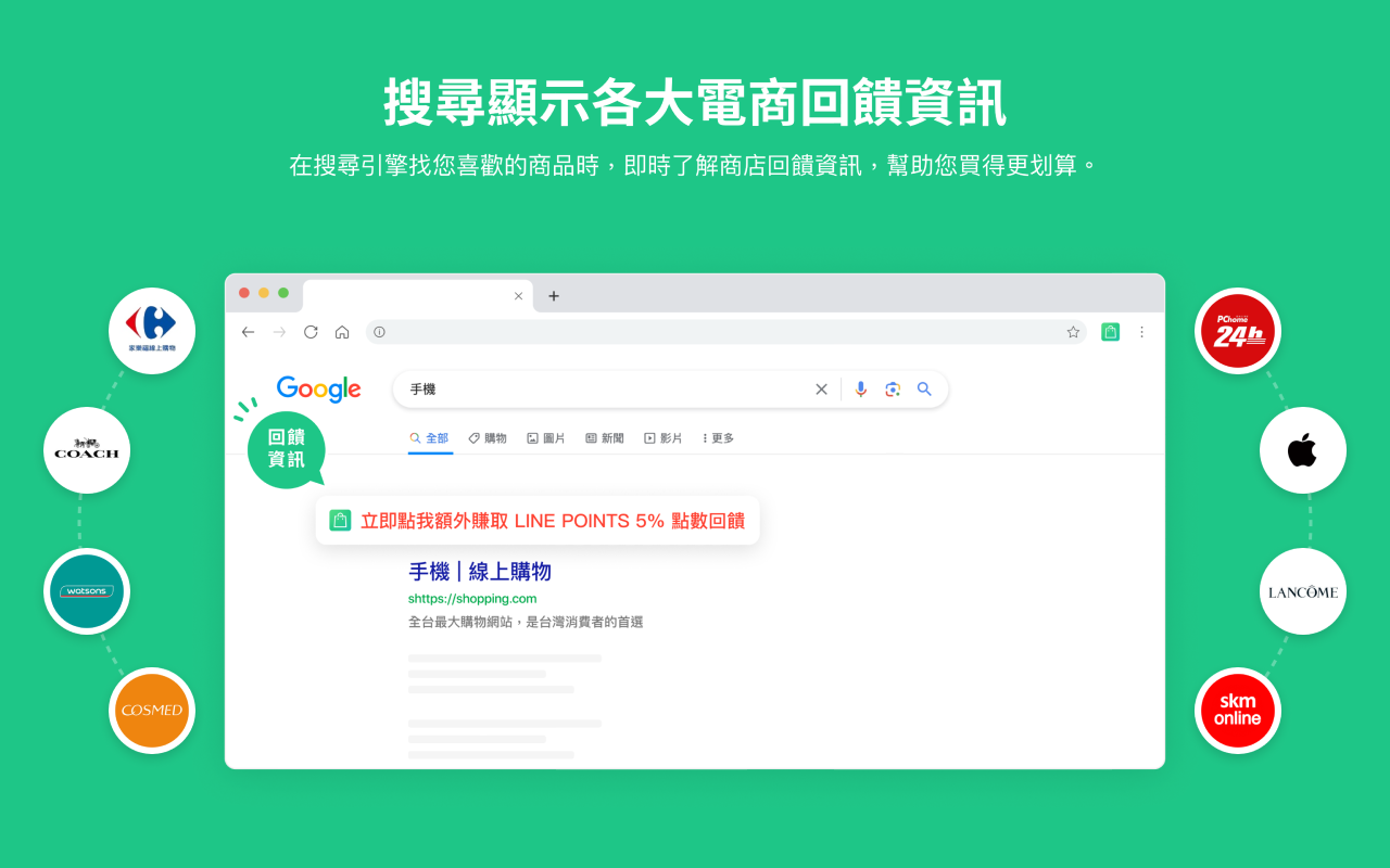 LINE購物省錢助理 - 邊購物邊幫你輕鬆省錢! - 截图 1