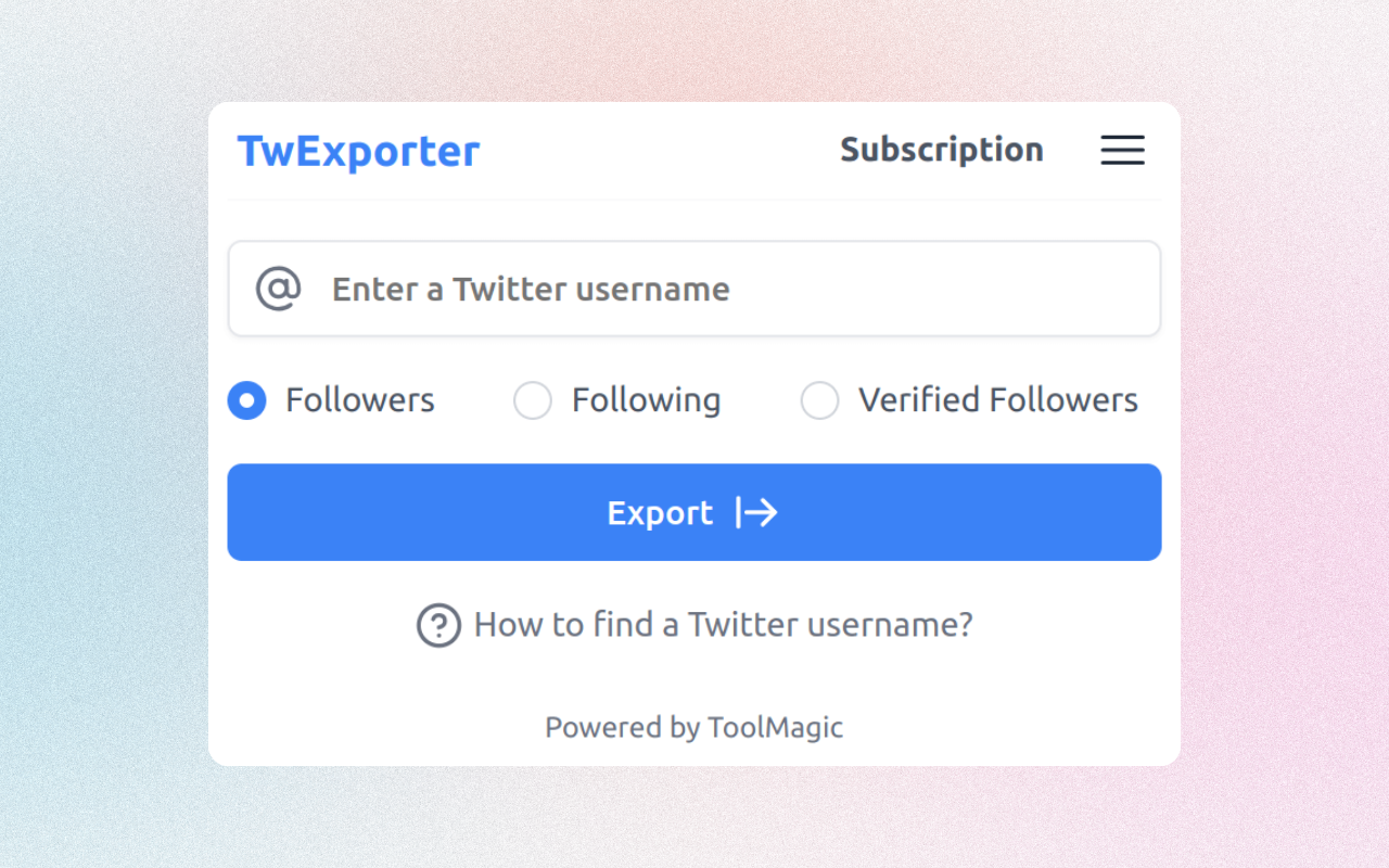 TwExporter - 导出 Twitter 关注者 - 截图 1