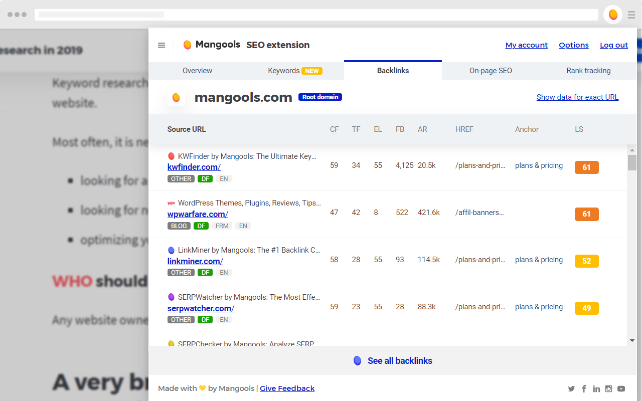 SEO Extension [Metrics, Backlinks, On-Page] - 截图 3