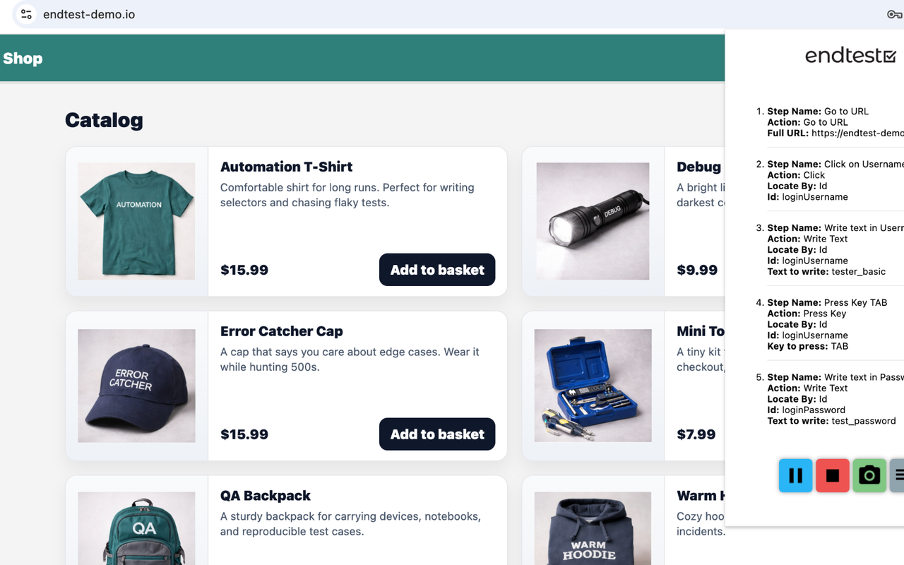 Endtest – Web Test Recorder - 截图 3