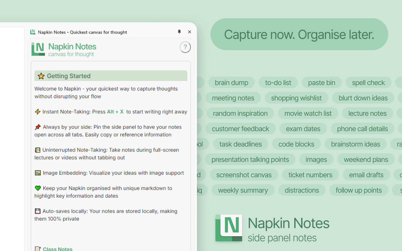 Napkin Notes • Side panel notes - 截图 1