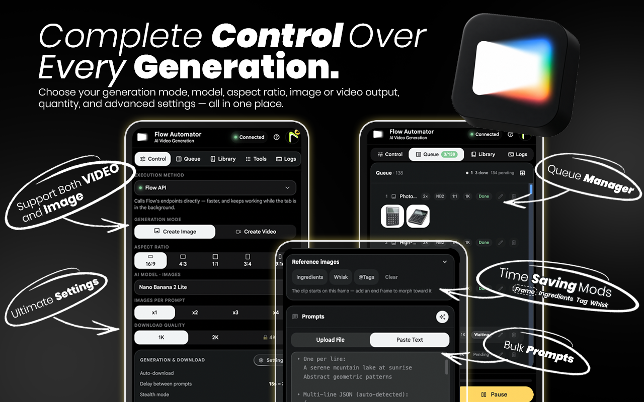 Flow Automator - Bulk AI Video Generation Toolkit for Google Flow & VEO AI - 截图 2