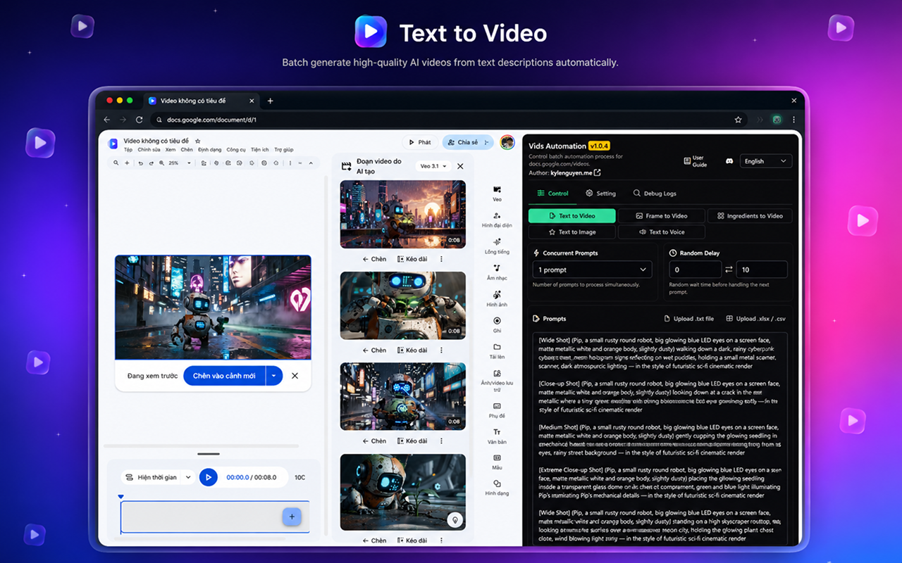 Vids Automation - Auto VEO & Voice on Google Docs - 截图 2