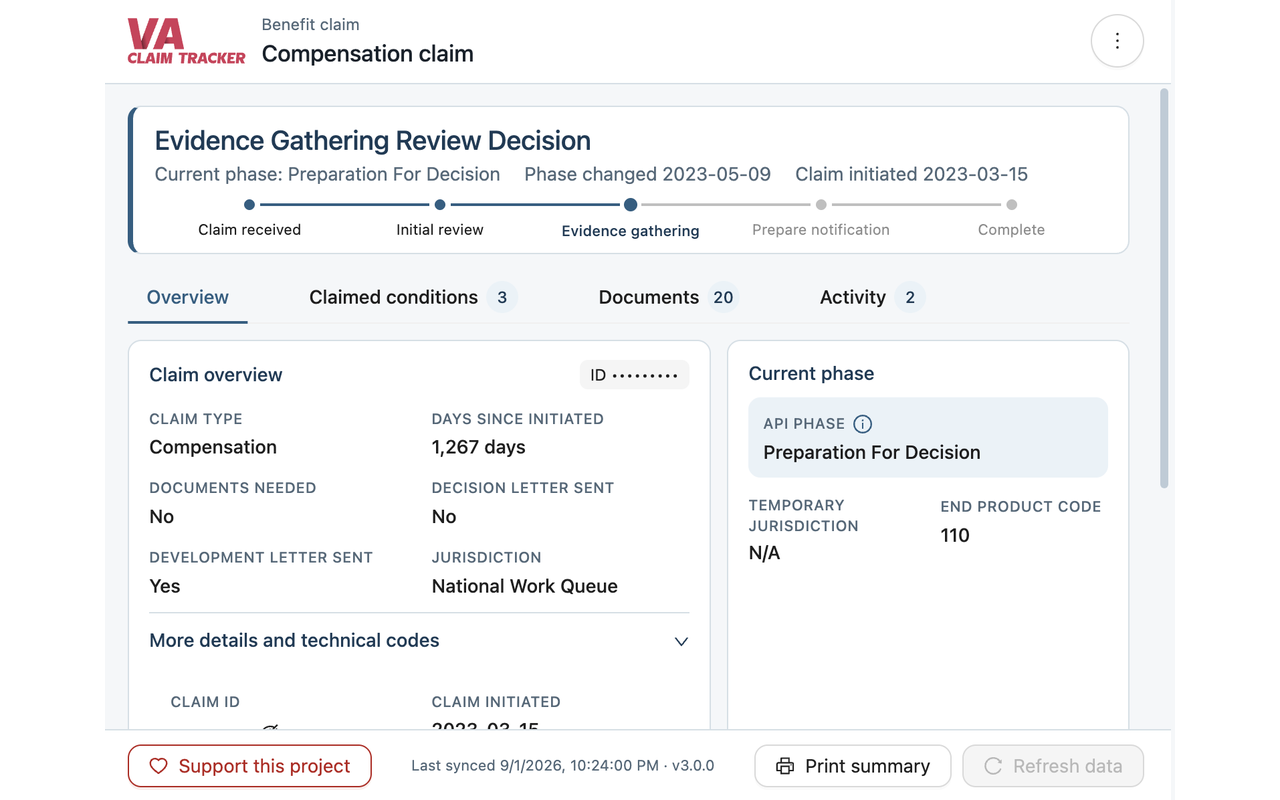 VA Claim Tracker - 截图 1