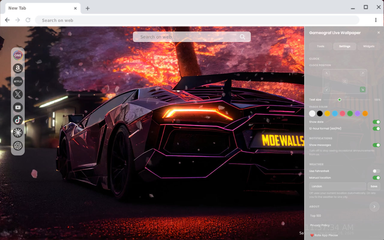 Lamborghini Aventador Live Wallpaper New Tab - 截图 2