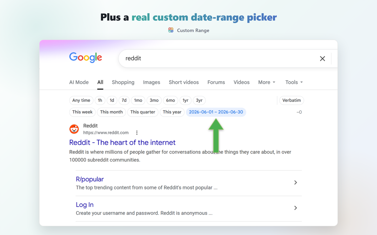 Google 按日期搜索 – 日期筛选栏与自定义时间范围 - 截图 3