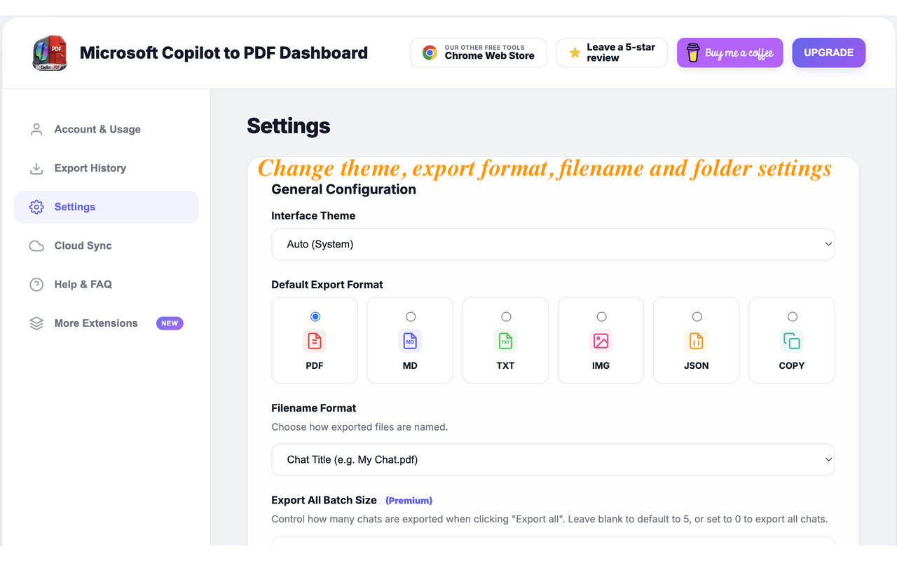 Copilot 导出器 - 将对话导出为 PDF、Markdown、JSON - 截图 3