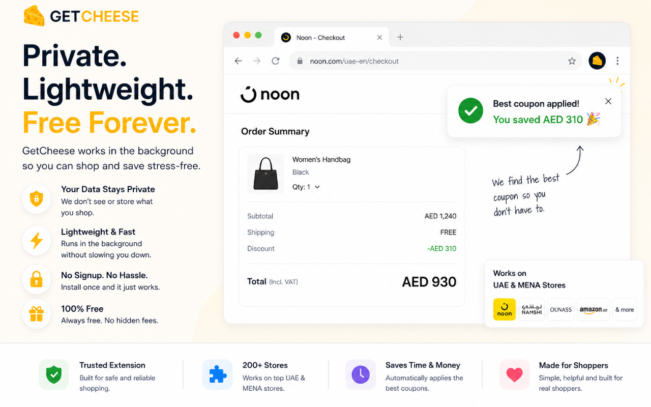 GetCheese - Auto Apply Coupons on UAE Stores - 截图 2