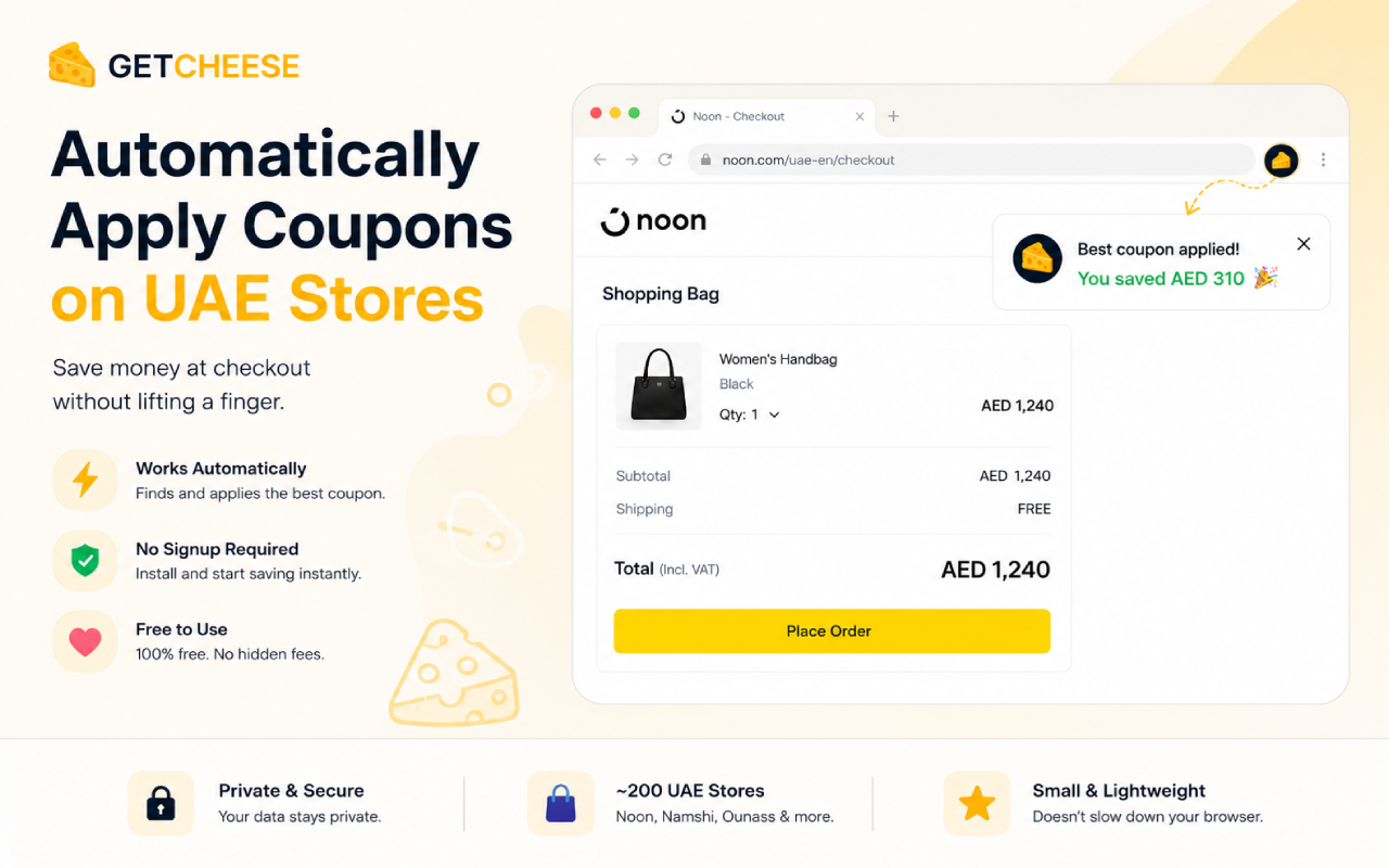 GetCheese - Auto Apply Coupons on UAE Stores - 截图 3