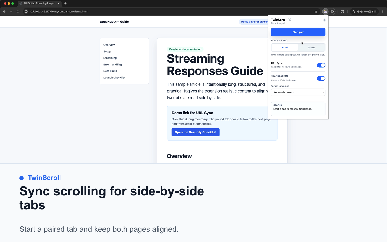 TwinScroll: Sync Scrolling for Side-by-Side Tabs - 截图 1