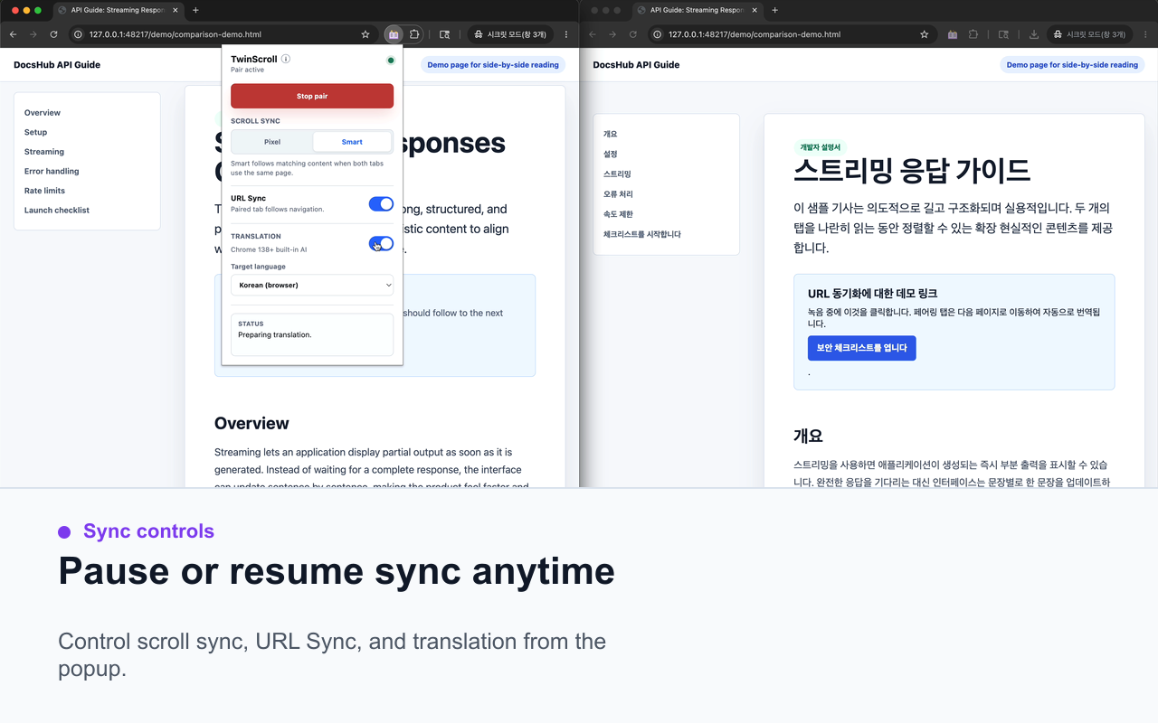 TwinScroll: Sync Scrolling for Side-by-Side Tabs - 截图 3