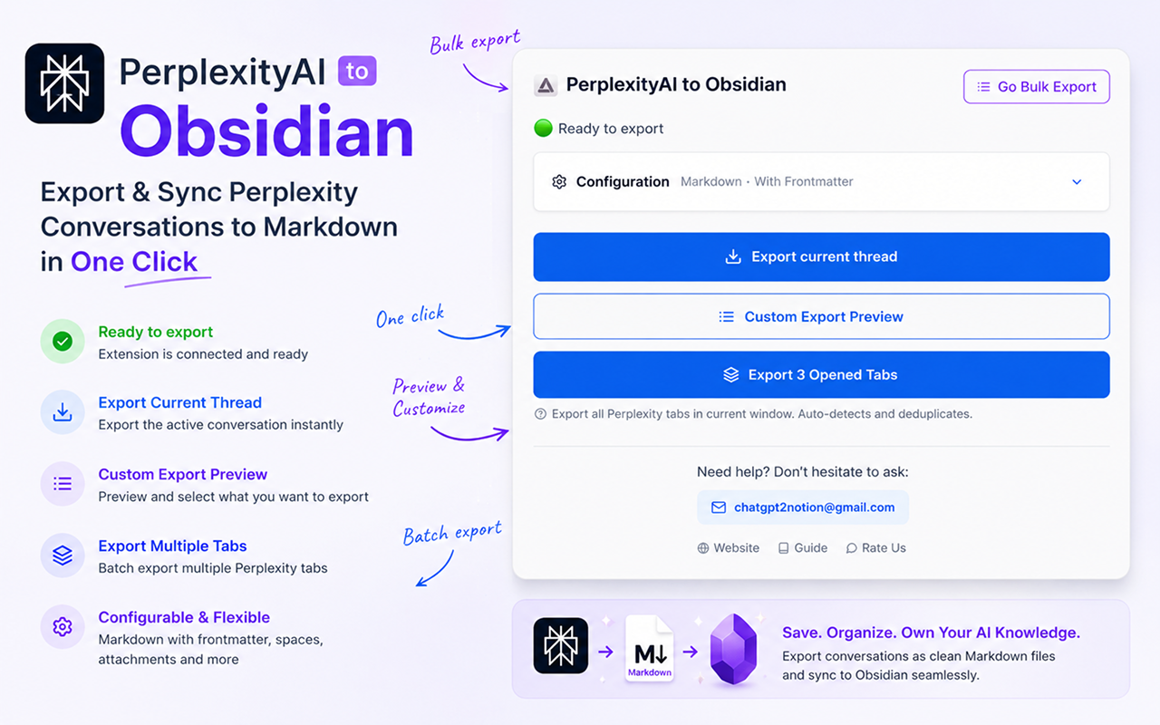 Perplexity 导出到 Obsidian - 批量导出 - 截图 1