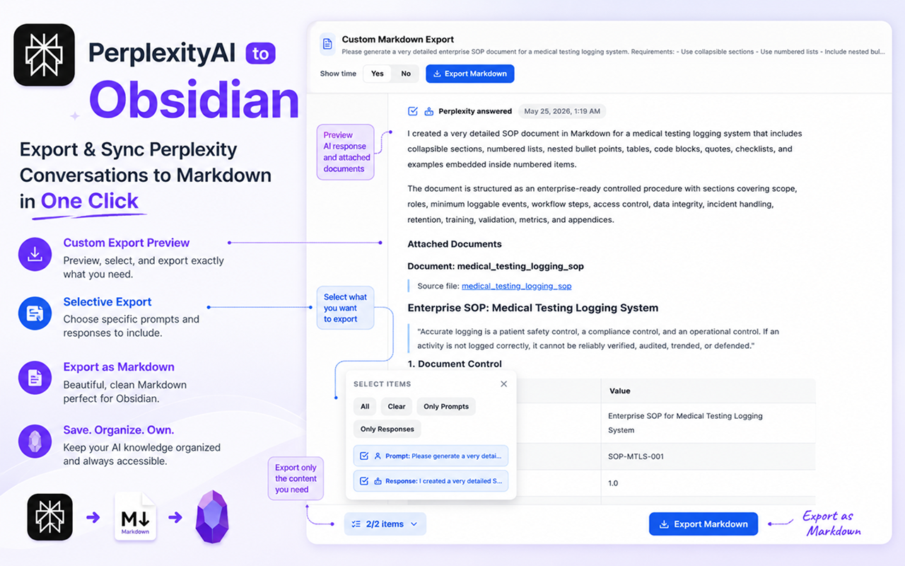 Perplexity 导出到 Obsidian - 批量导出 - 截图 2