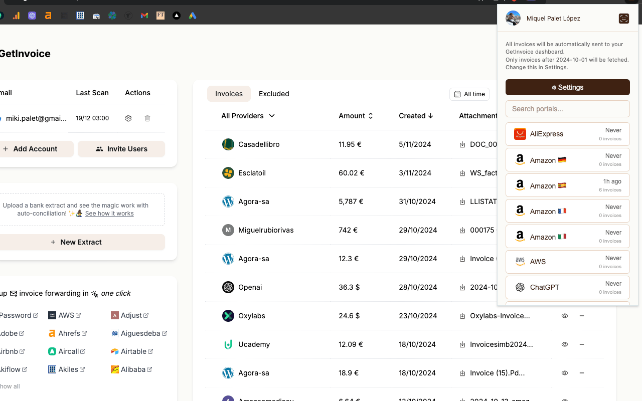 Tailride - invoice downloader - 截图 1