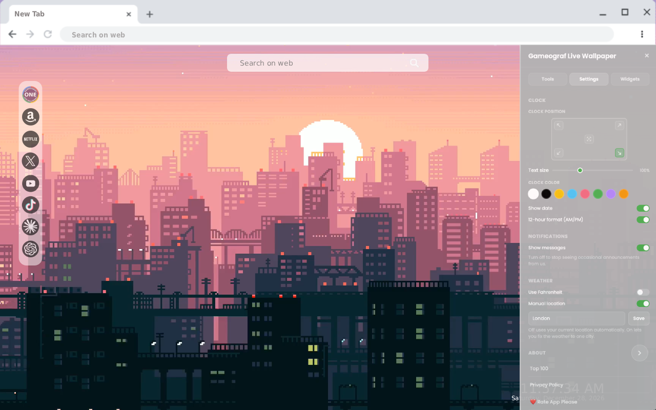 Pixel Lofi City Live Wallpaper New Tab - 截图 2