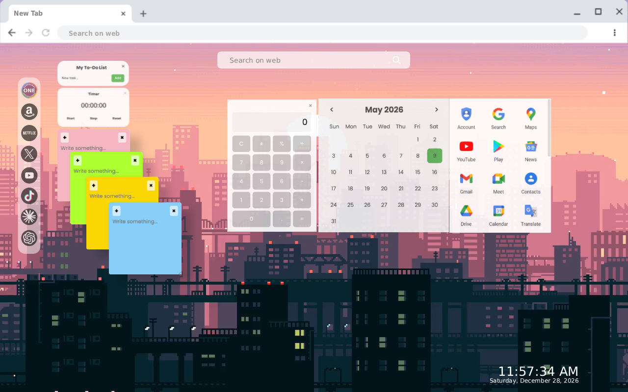 Pixel Lofi City Live Wallpaper New Tab - 截图 3