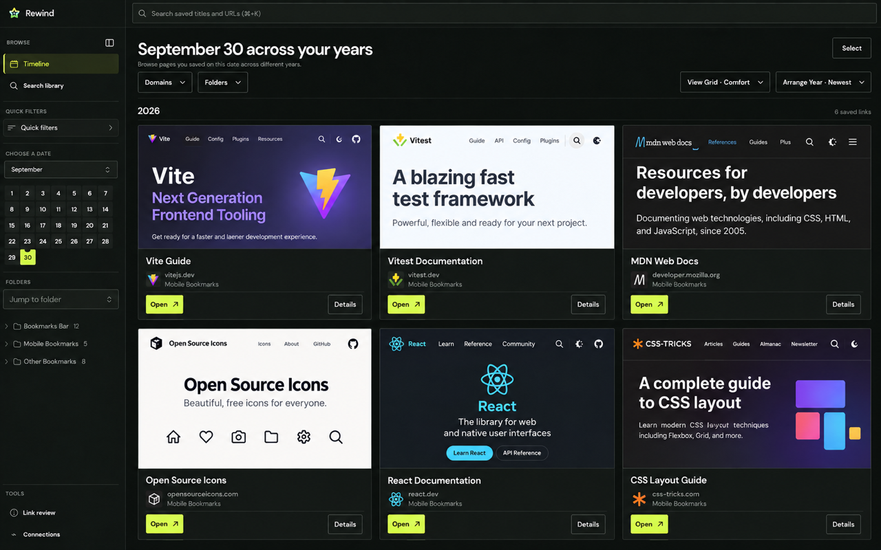 Rewind — Chrome Bookmark Manager - 截图 1