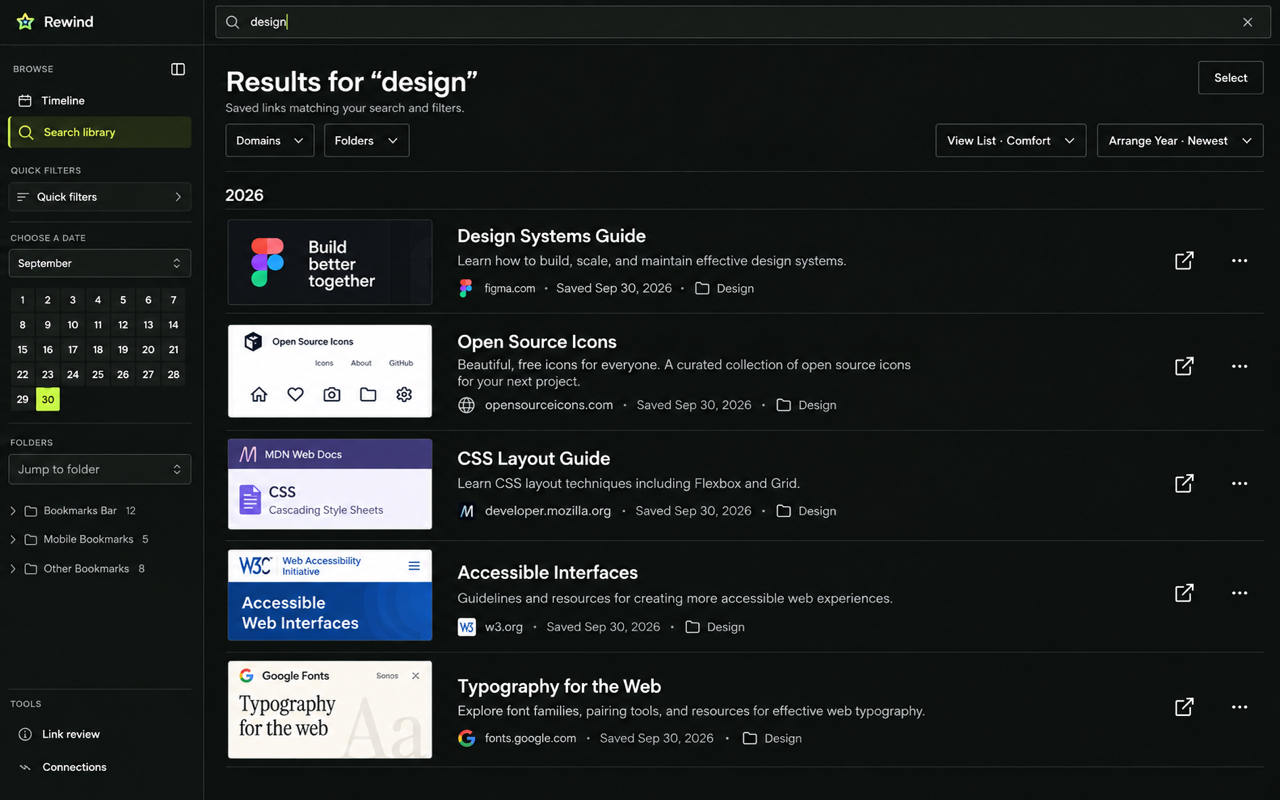 Rewind — Chrome Bookmark Manager - 截图 2