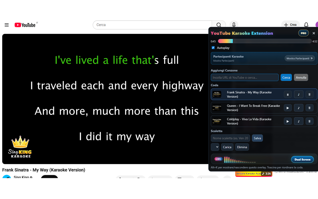 YouTube Karaoke Extension - 截图 2