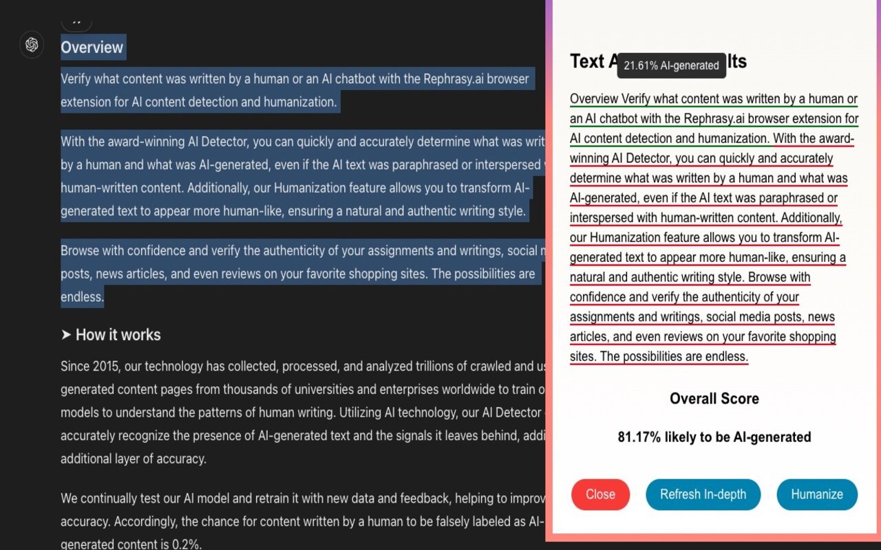 AI Humanizer and Detector by Rephrasy - 截图 1