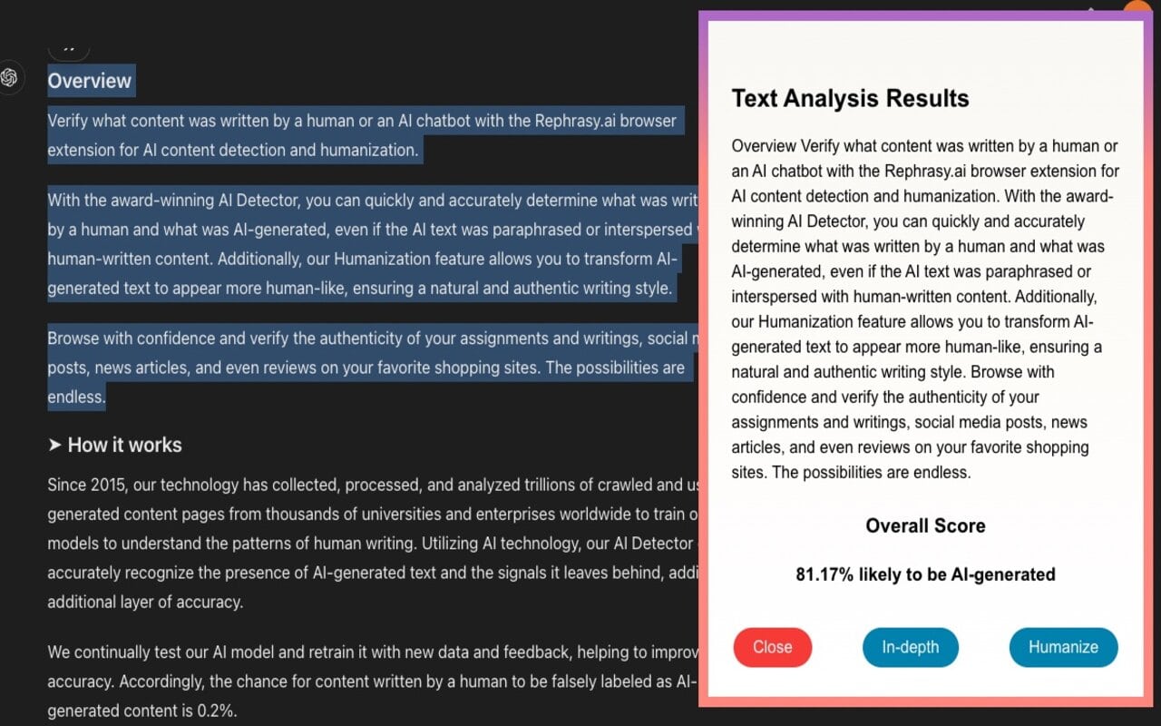 AI Humanizer and Detector by Rephrasy - 截图 2