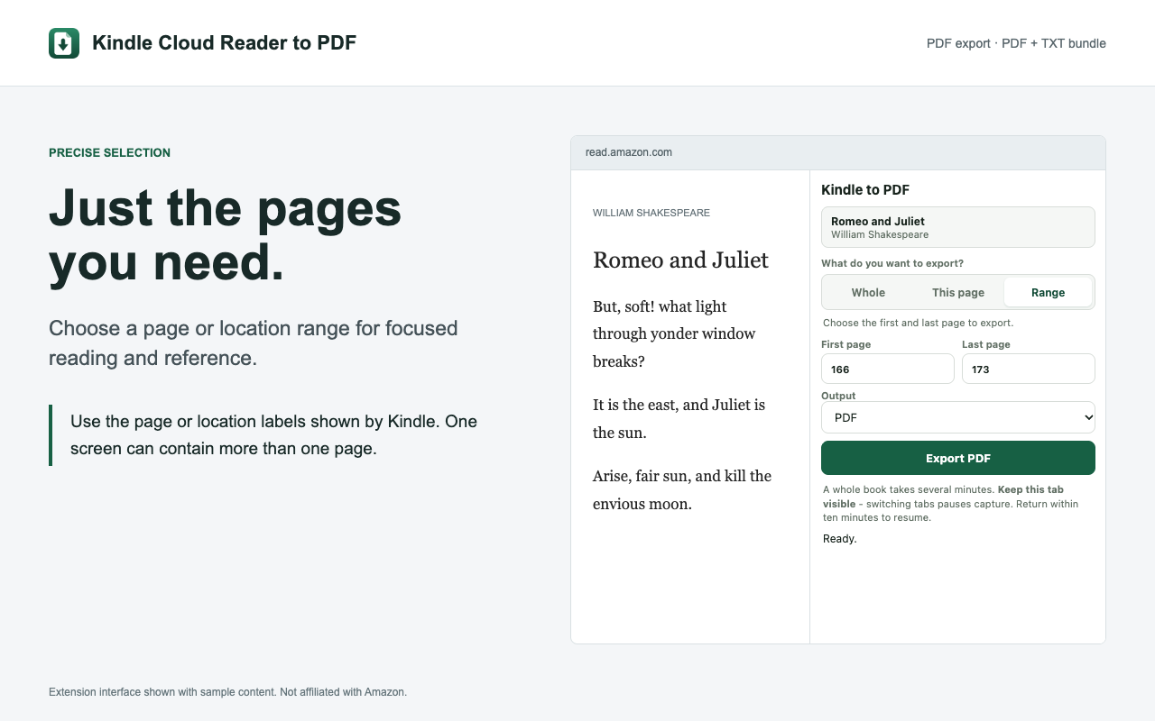 Kindle Cloud Reader to PDF – Export Kindle Books - 截图 3