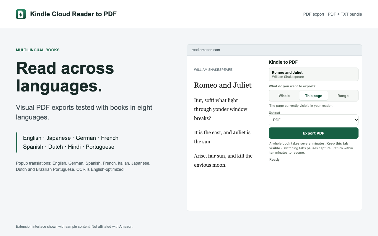Kindle Cloud Reader to PDF – Export Kindle Books - 截图 4