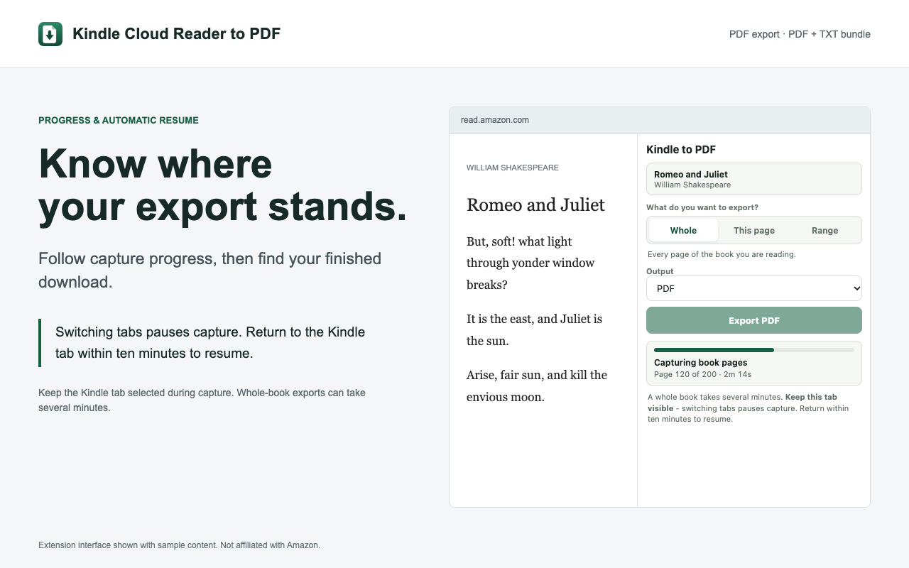 Kindle Cloud Reader to PDF – Export Kindle Books - 截图 5