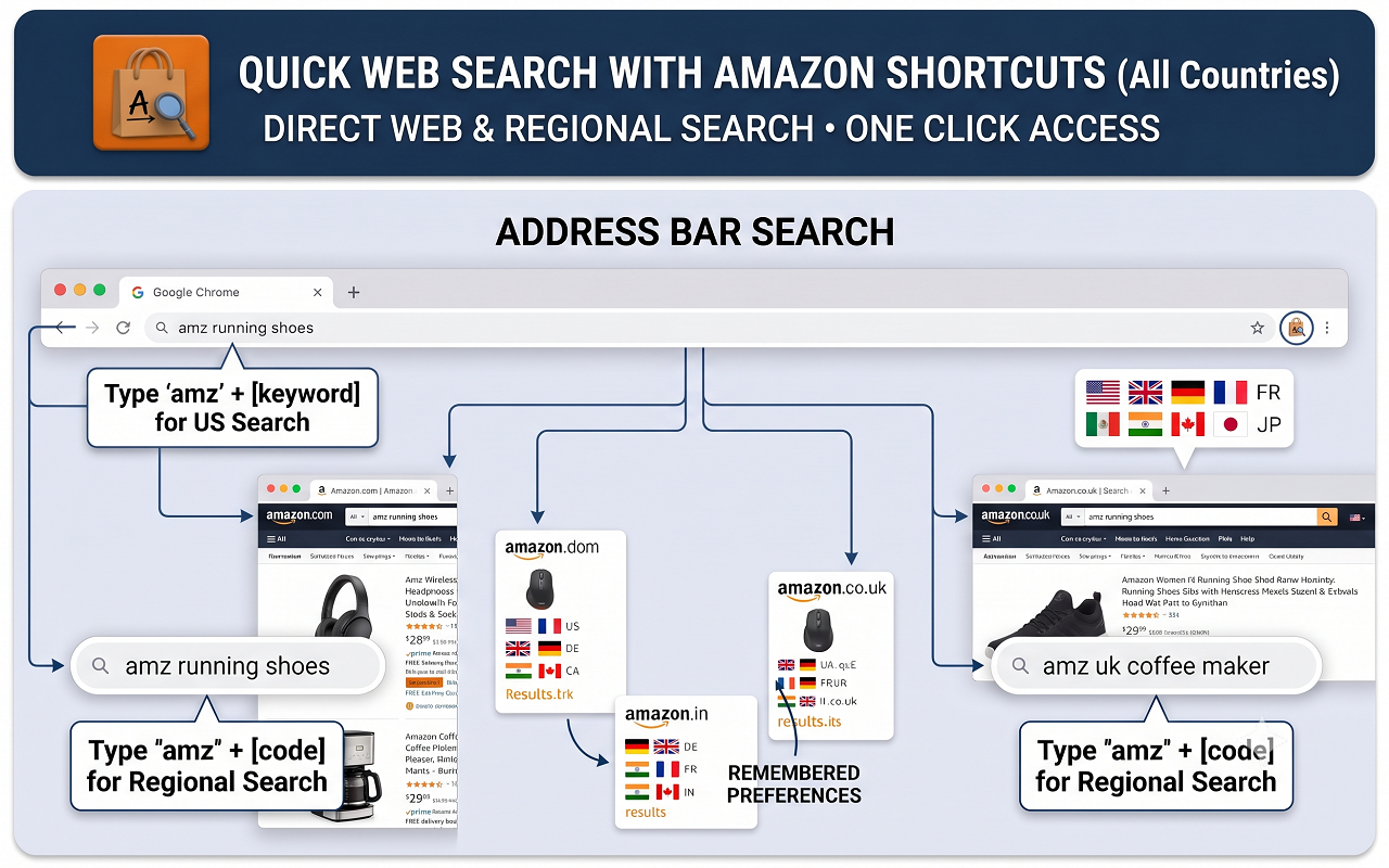 Quick Web Search with Amazon Shortcuts (All Countries) - 截图 2