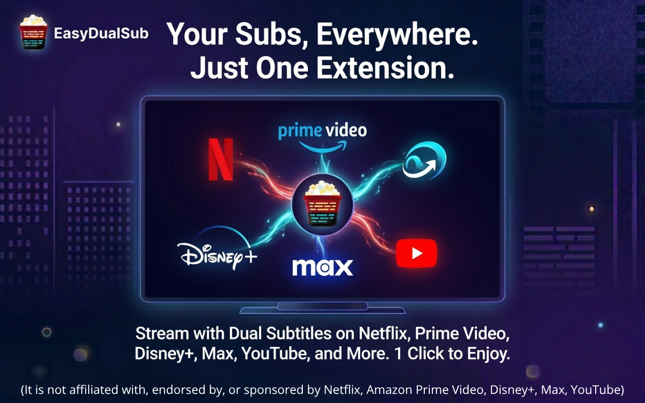 双语字幕: Netflix、Prime、YouTube、Max 和任何网站 - 截图 5