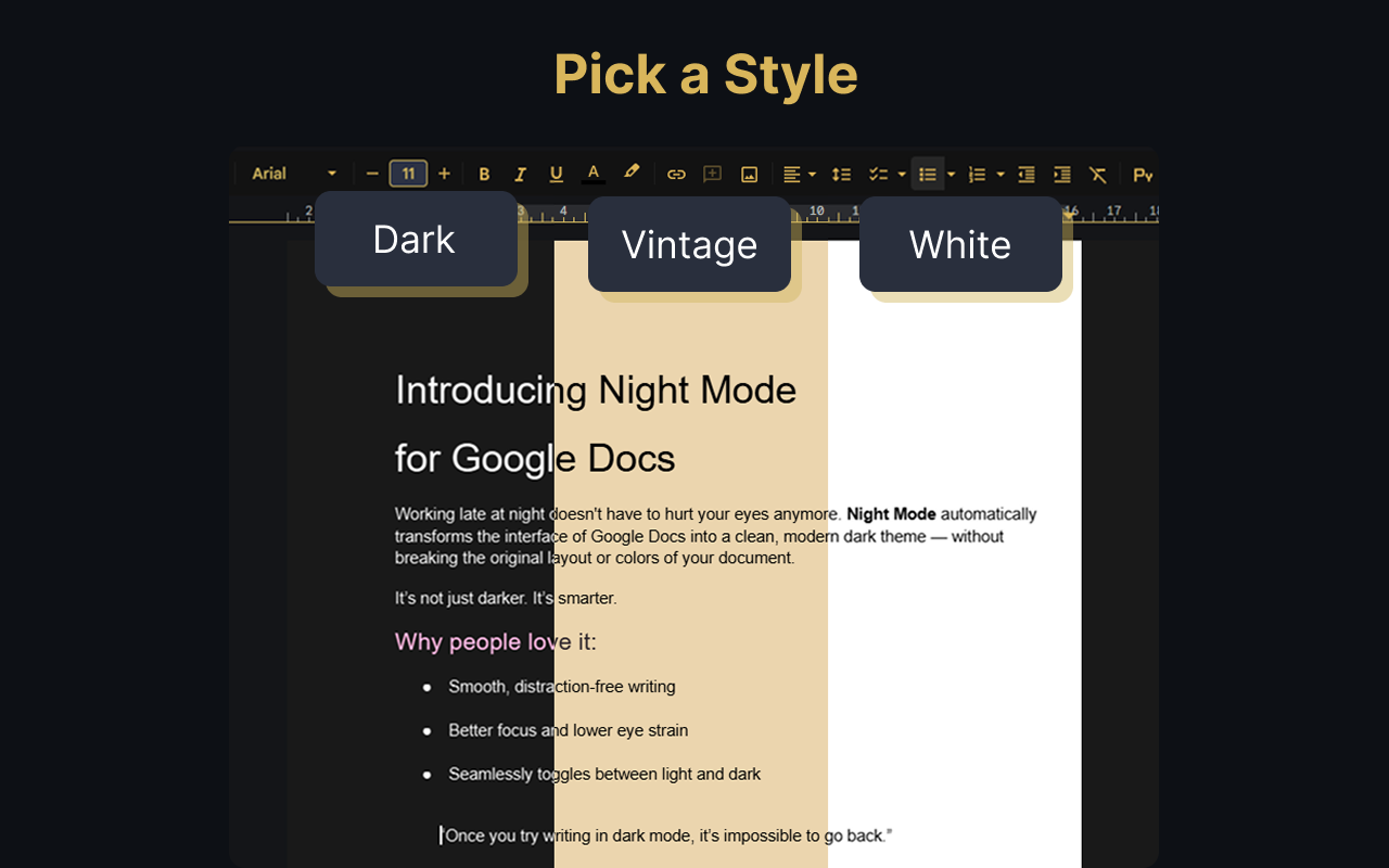 Dark Mode for Google Docs™ – Night Theme - 截图 2