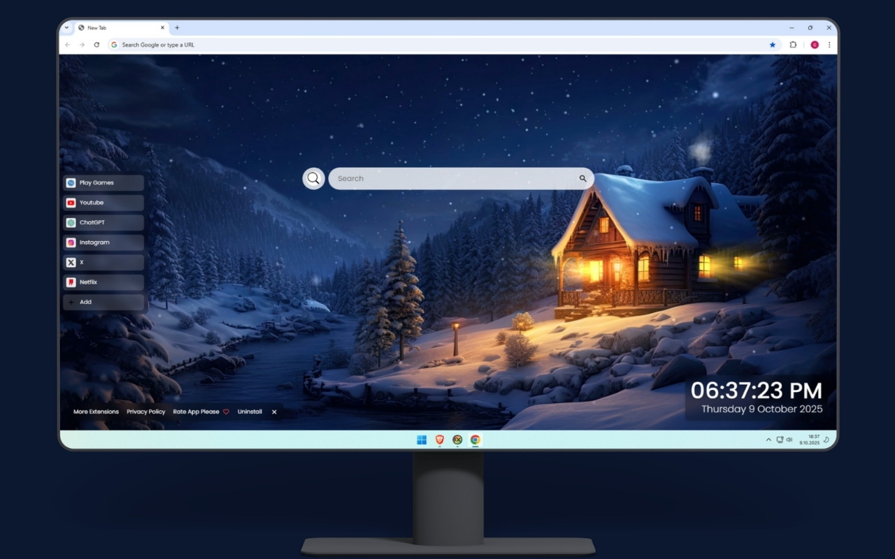 Winter Cabin on a Forest Night Live Wallpaper - 截图 2
