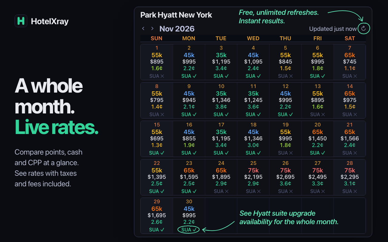 HotelXray for Hyatt, Marriott, Hilton & IHG — Live Rates, Points & Alerts - 截图 3