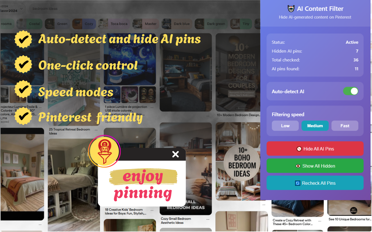 Pinterest AI Content Filter - 截图 3