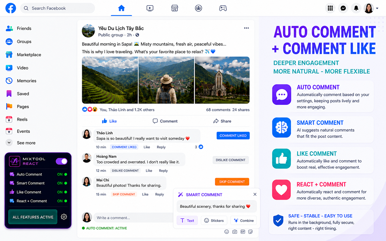 MIXTOOL Facebook Auto Like & Auto React - 截图 3