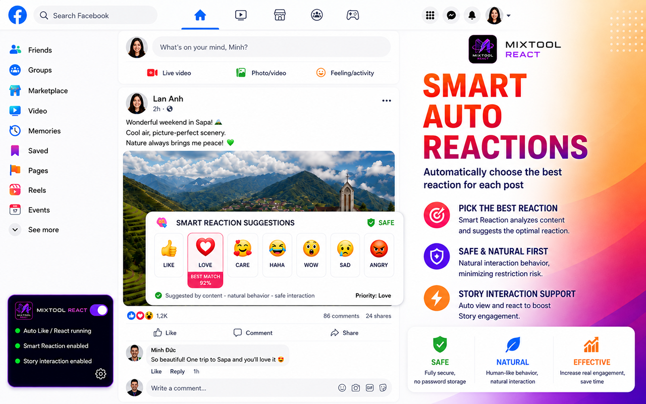 MIXTOOL Facebook Auto Like & Auto React - 截图 4